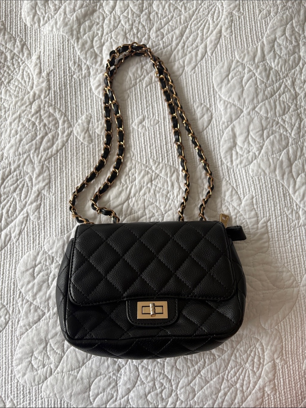 Black Quilted Chain-Strap Shoulder Bag